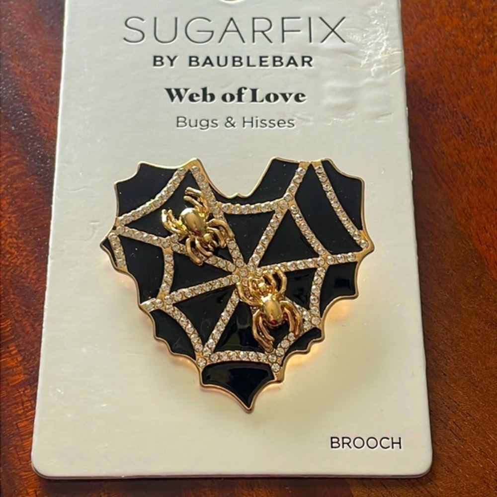 SUGARFIX by BaubleBar's Web of Love Brooch black heart with spiders jewelry new